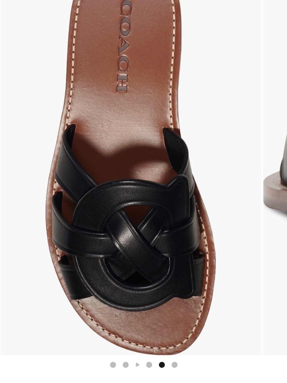 Coach Issa Black Leather Slide Sandal